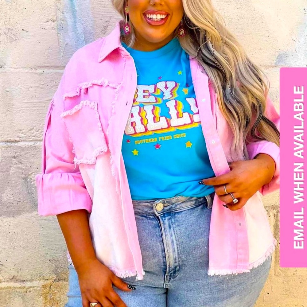 Southern Fried Chics pink ombré shacket